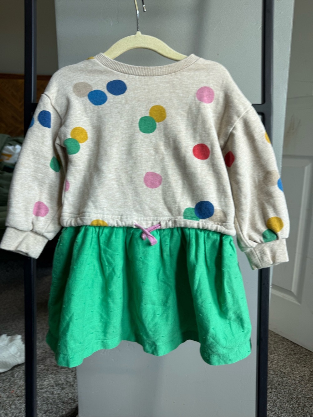 Mini Boden Girls Polka Dot Sweatshirt Dress 2-3Y